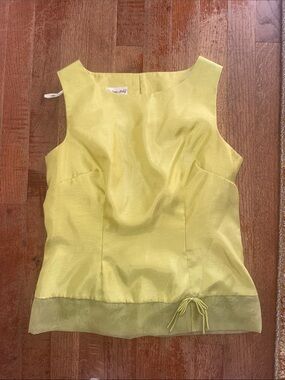 Sleeveless Chartreuse Women's Top with Sheer Hem